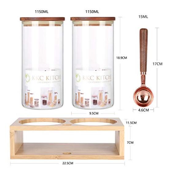 Контейнер для хранения кофейных зерен на кухне, стеклянная бутылка для хранения, герметичная бутылка для хранения, контейнер для хранения белка с ложкой, солью, сахаром, специями, стаканом
