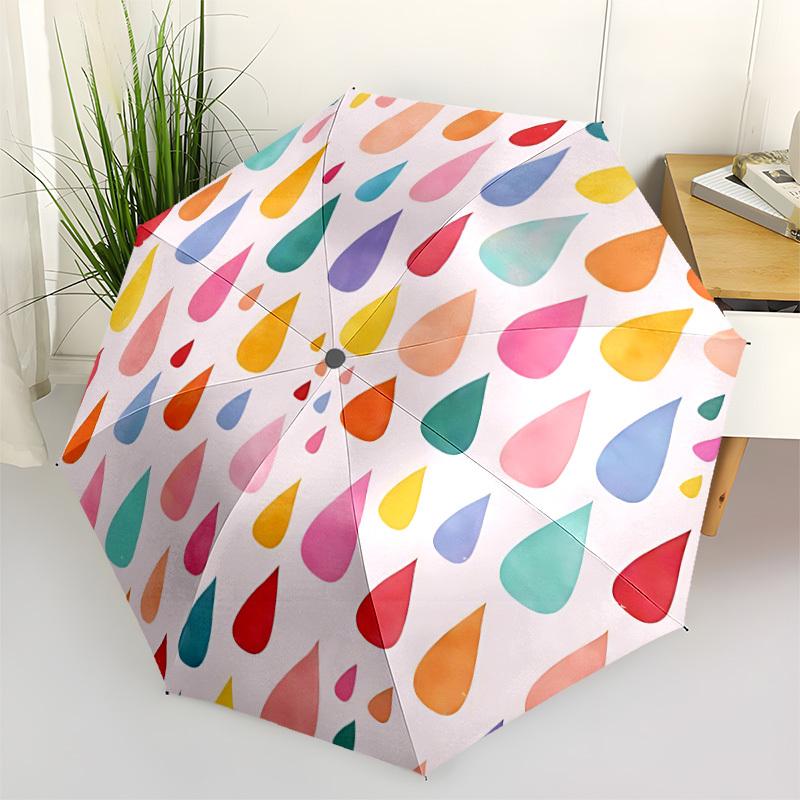1pc Raindrops Automatic Folding Umbrella - Portable Collapsible, 8-Rib Durable Frame, Perfect for Outdoor Use, yy251218085