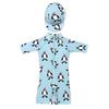 Young Boys' Cute Penguin Swimsuit with Cap, UV Protection, Body-Concealing, Prevents Roll-Up, and Warmth, Sizes 70-120cm, with Cross, Blue (80-90cm)