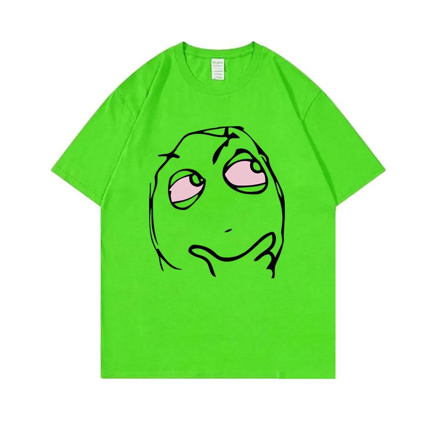 RAGE GUY Забавная футболка-мем Манга Лицо тролля Будь мной Задумчивые красные глаза Лицо высокой реакции Футболка Мужская Женская Хлопковая футболка оверсайз