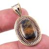Natural Pietersite Gemstone 925 Solid Sterling Silver TwoTone Pendant 1.50" B3u86