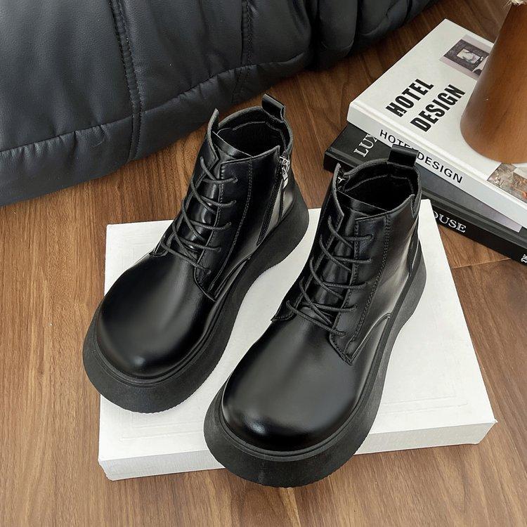 Fashion Hot Selling Riding Boots Woman 2025 Autumn Winter New Fashion Thick Sole Simple British Style Brown Fashion Ankle Boots Woman