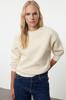 Women's Fashionable Stylish Sweatshirt Stone Thick Inside Fleece Regular Normal Fit Crew Neck Basic Knitted Sweatshirt