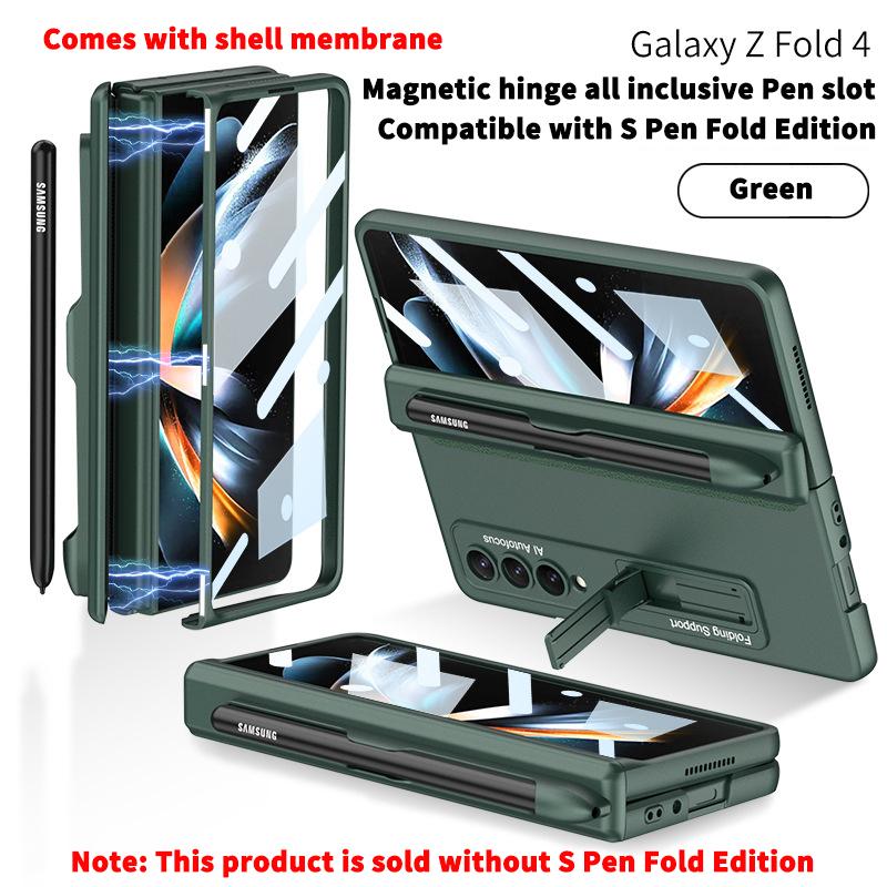 Для Samsung Galaxy Z Fold 5 4 3 5G чехол с магнитной петлей и держателем для ручек, стеклянная пленка на передний экран для Z Fold4 Fold5