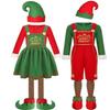 4Pcs Christmas Green Elf Costume For Adult New Year Santa Claus Red Green Felt Material Fancy Dress Clothes Set Cosplay