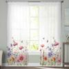 Акварельные цветы, растения, бабочки, лавандовые ромашки, тюлевые шторы для спальни, роскошные шторы в гостиной, шифоновые панели