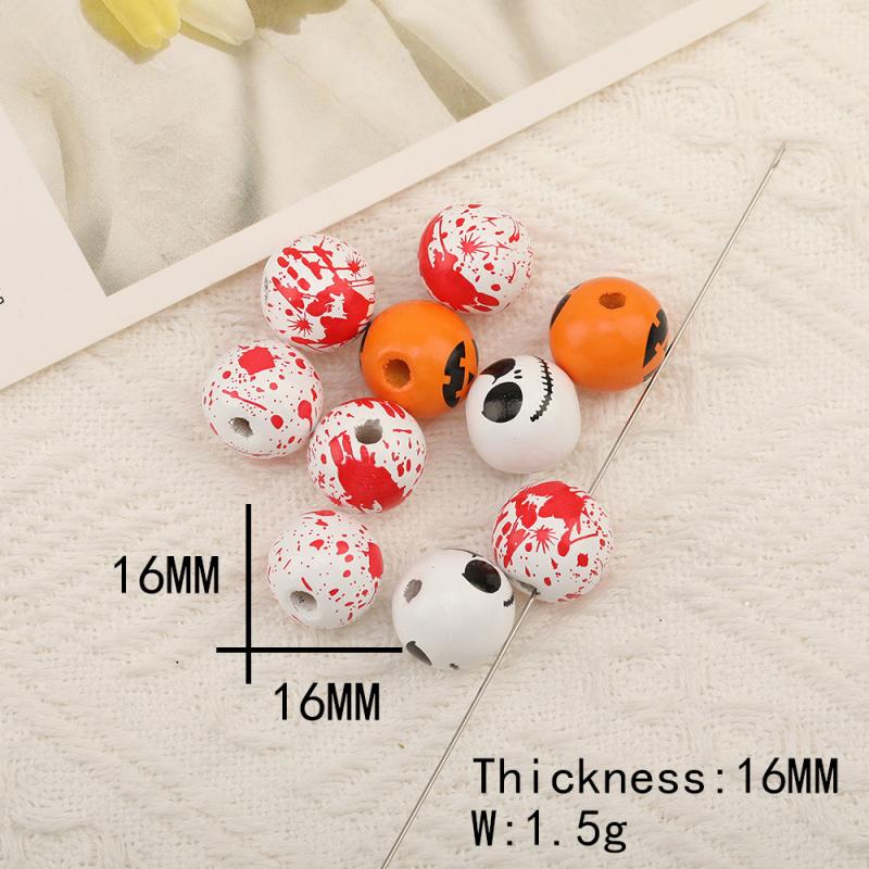 10 шт./лот 16 мм Хэллоуин Натуральные деревянные бусины Круглые Свободные бусины-разделители Для изготовления ювелирных изделий Сделай сам Праздничные декоративные принадлежности