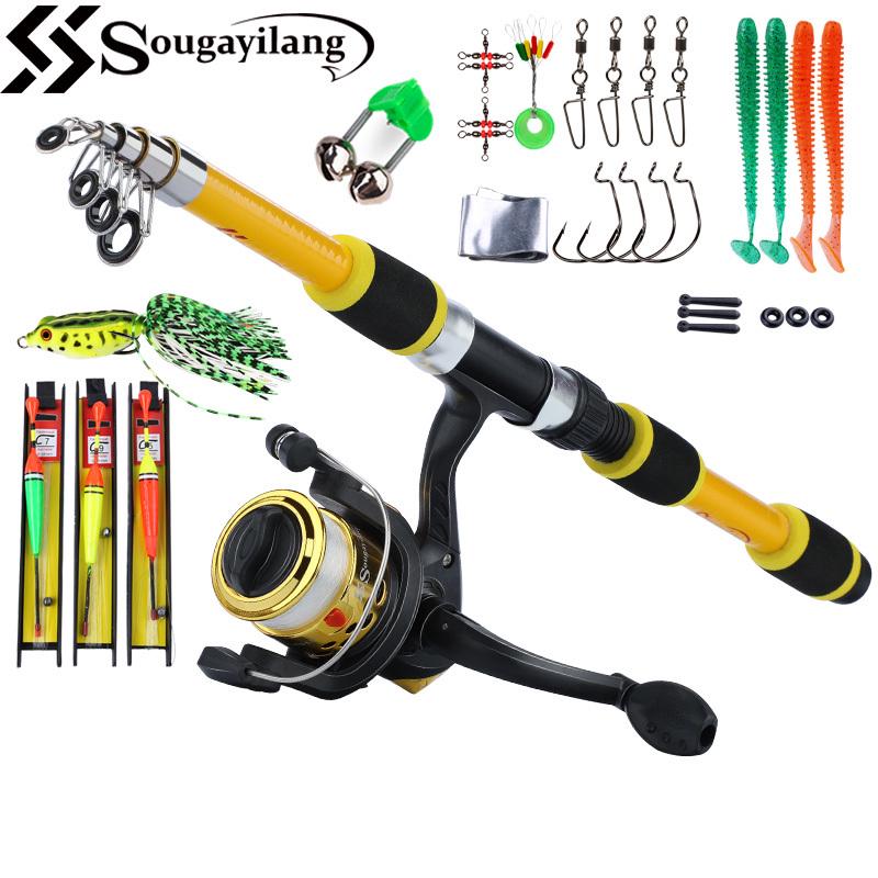 Полный набор аксессуаров для катушки для удочки, 154 см, дорожная телескопическая удочка с набором спиннинговых катушек
