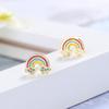 100% 925 Solid Real Sterling Silver 5mmX12mm Rainbow Cloud with CZ Stud Earring For Teen Girl Friend Kid Lady XY1029