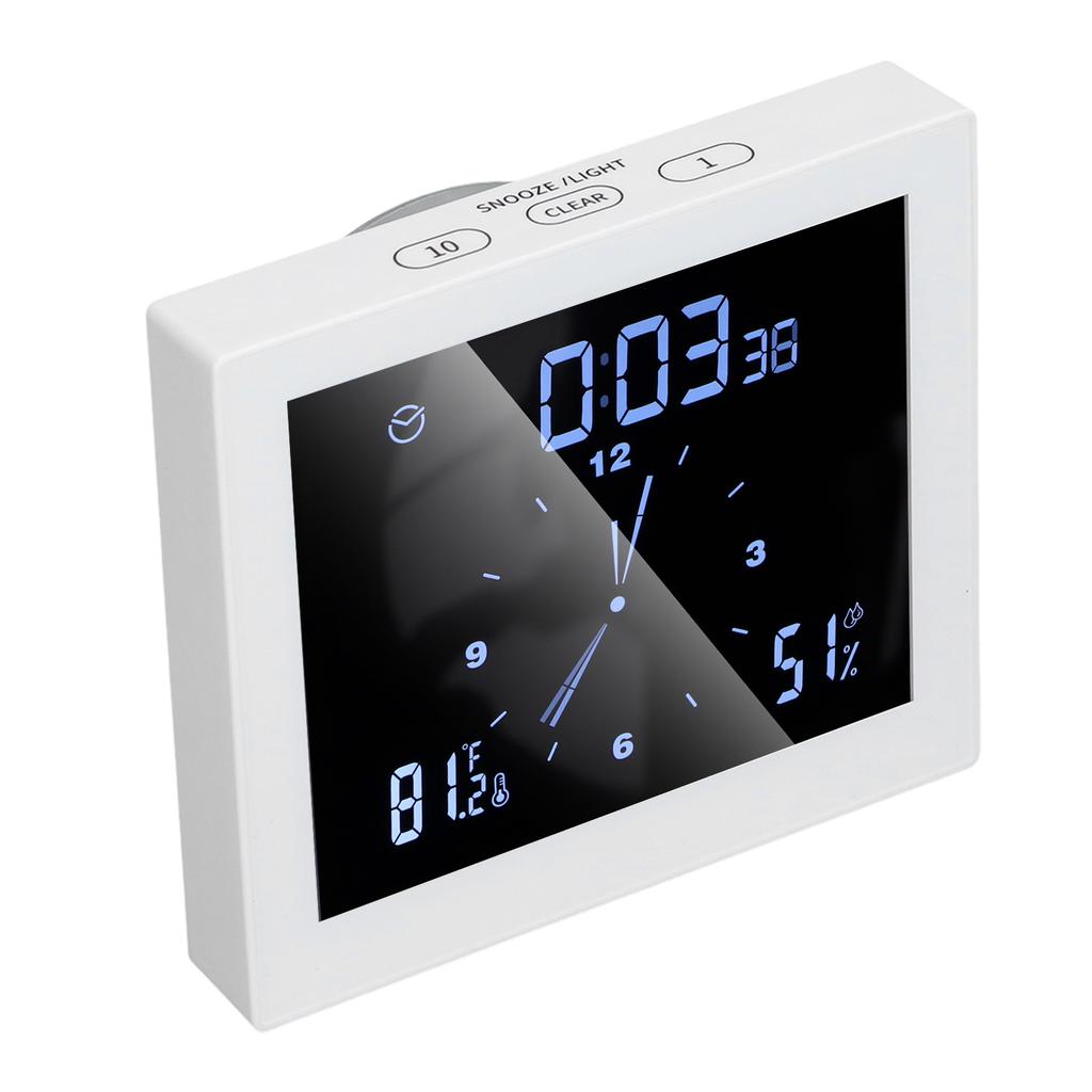 5-дюймовые настенные часы для душа с цифровым таймером, будильником, дисплеем температуры и влажности, водонепроницаемые для дома