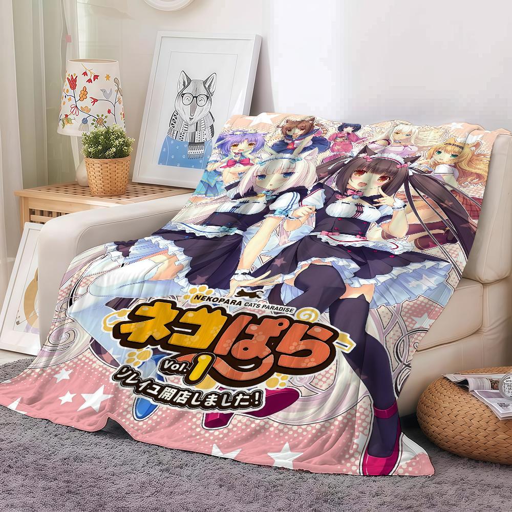 Аниме милый плед Nekopara для дивана, офиса, кровати, самолета, путешествий, сна, чтения, отдыха, кемпинга, мягкий и теплый