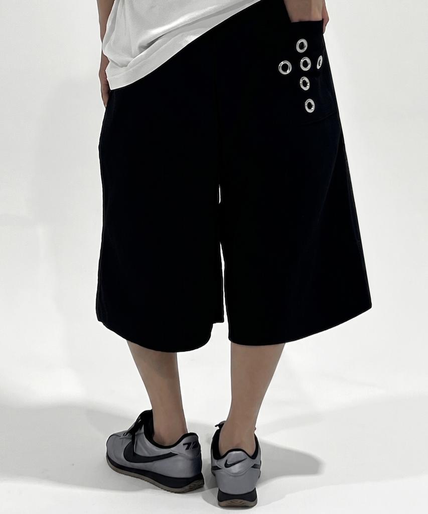 FUZZY SCAN Cross Eyelet Bermuda Pants Melange