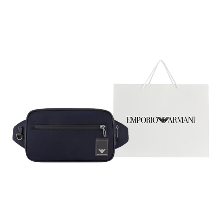 Emporio Armani Нашивка с логотипом Застежка-молния Нейлоновая поясная сумка Мужская поясная сумка Синий Y4O427-Y700J1-80033