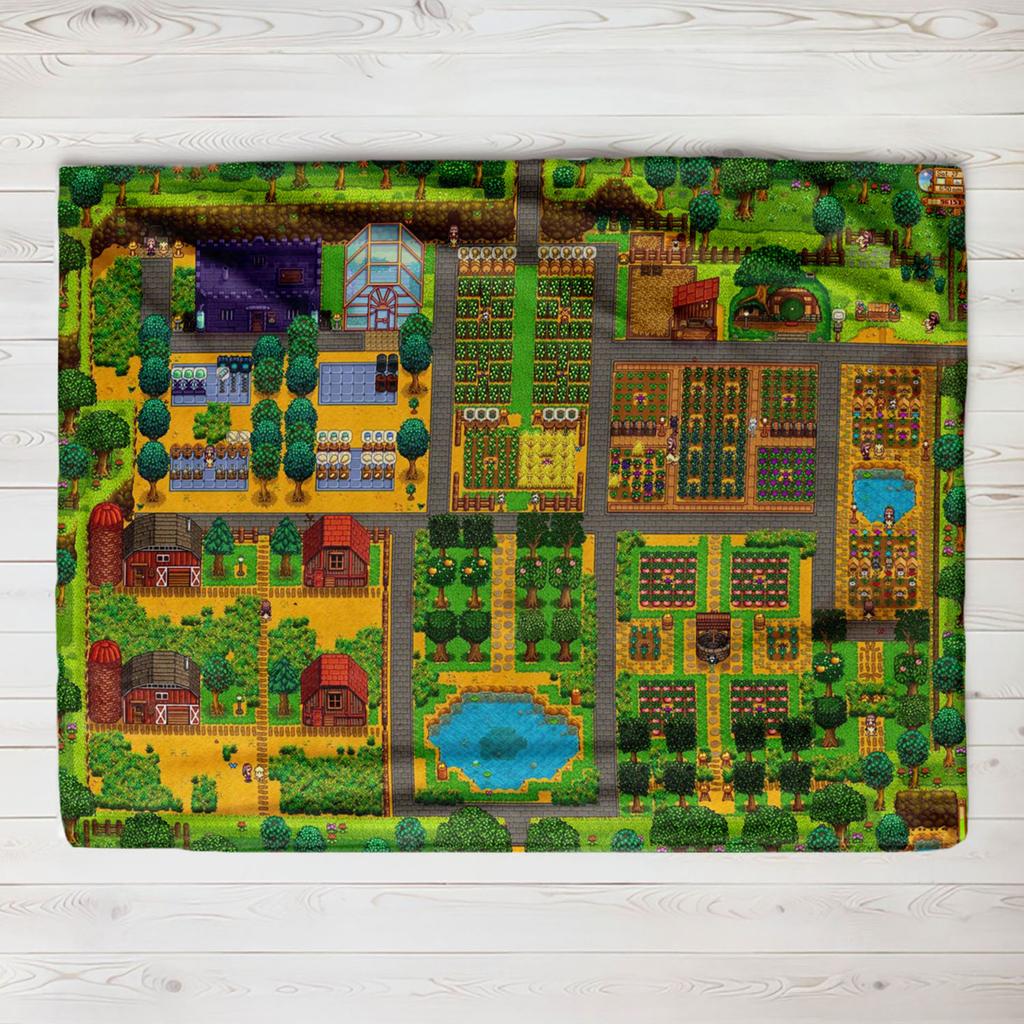 Stardew Valley Town Map Blanket Flannel Blanket Throw Blankets for Bedding sofa Ultra-Soft Bedroom Quilt