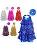 Girls Dance Costume Halter Leotard Shiny Sequins Ruffles with Metallic Elastic Hair Band