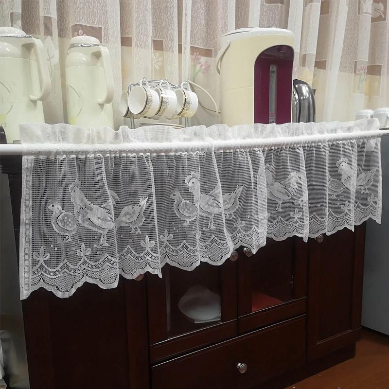 3 шт./набор Жаккардовое кружево DIY Европейская кофейная занавеска Белая вязаная кухонная полупрозрачная