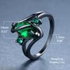Romantic Marquise Cut Green Stone Black Gold Color Twist Ring Wedding Christmas Jewelry Anniversary Gifts