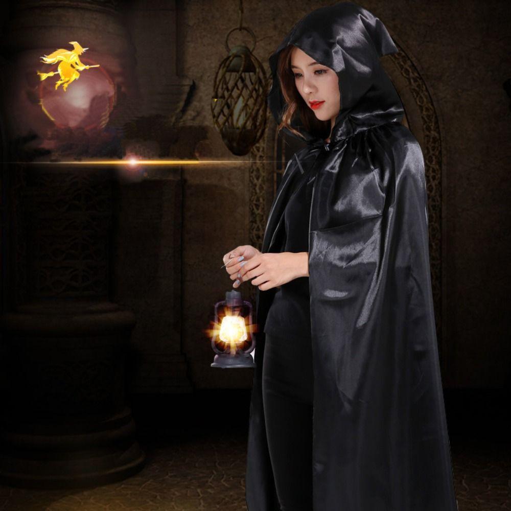 Mopping Halloween Cloak Solid Color Costume Cosplay Cape Reusable Witch's Cloak  Kid