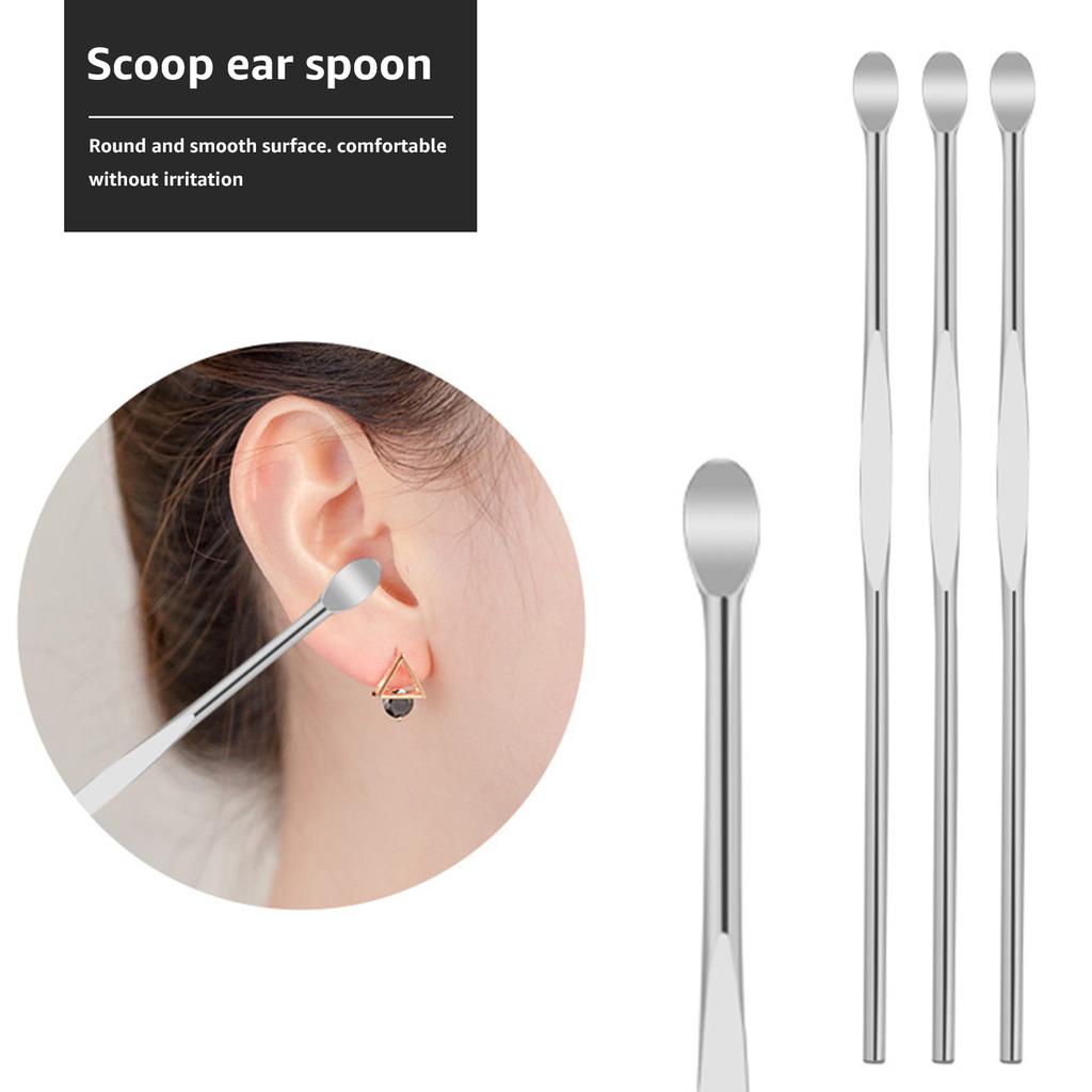 7pcsCelsiusset Ear Wax Removal Tool Stainless Steel Earpick Dual-end Wax Remover Curette Ear Pick Cleaner Spoon with Storage Case