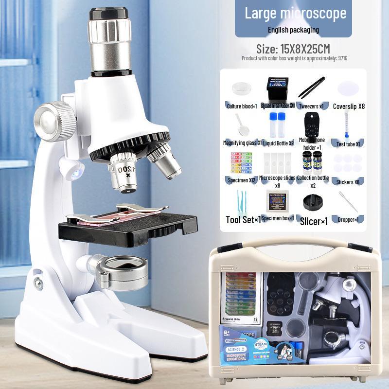 1200x Microscope Set for Kids - Portable Science Experiment Kit for Elementary Students