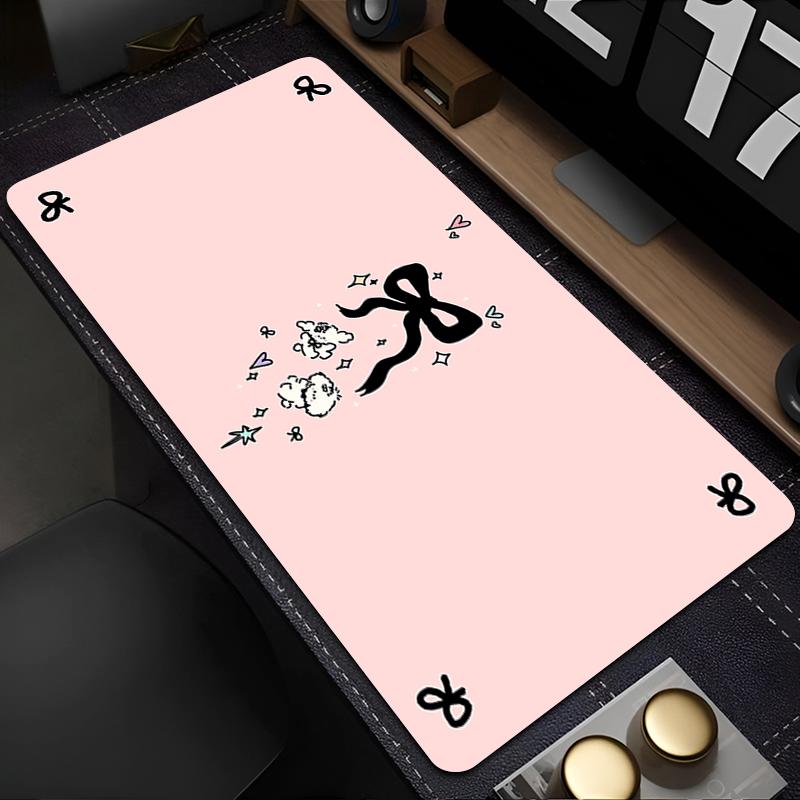 Mouse Pad Gaming Black Bowknot Mousepad Gamer Keyboard Pads Office Laptop Ins Style Dog Desk Mats NonSlip Rubber Home Table Mat