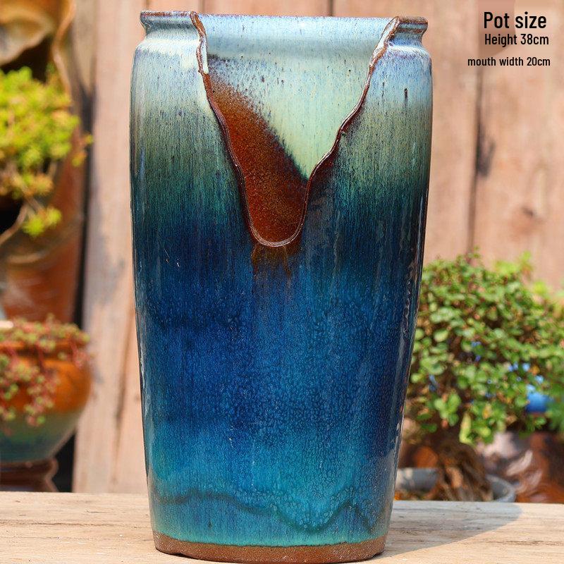 Большой Ручной Глиняный Керамический Цветочный Горшок – Дышащий Высокий Горшок для Суккулентов, Бугенвиллии, Стрелиции, Горшок из Фиолетовой Глины