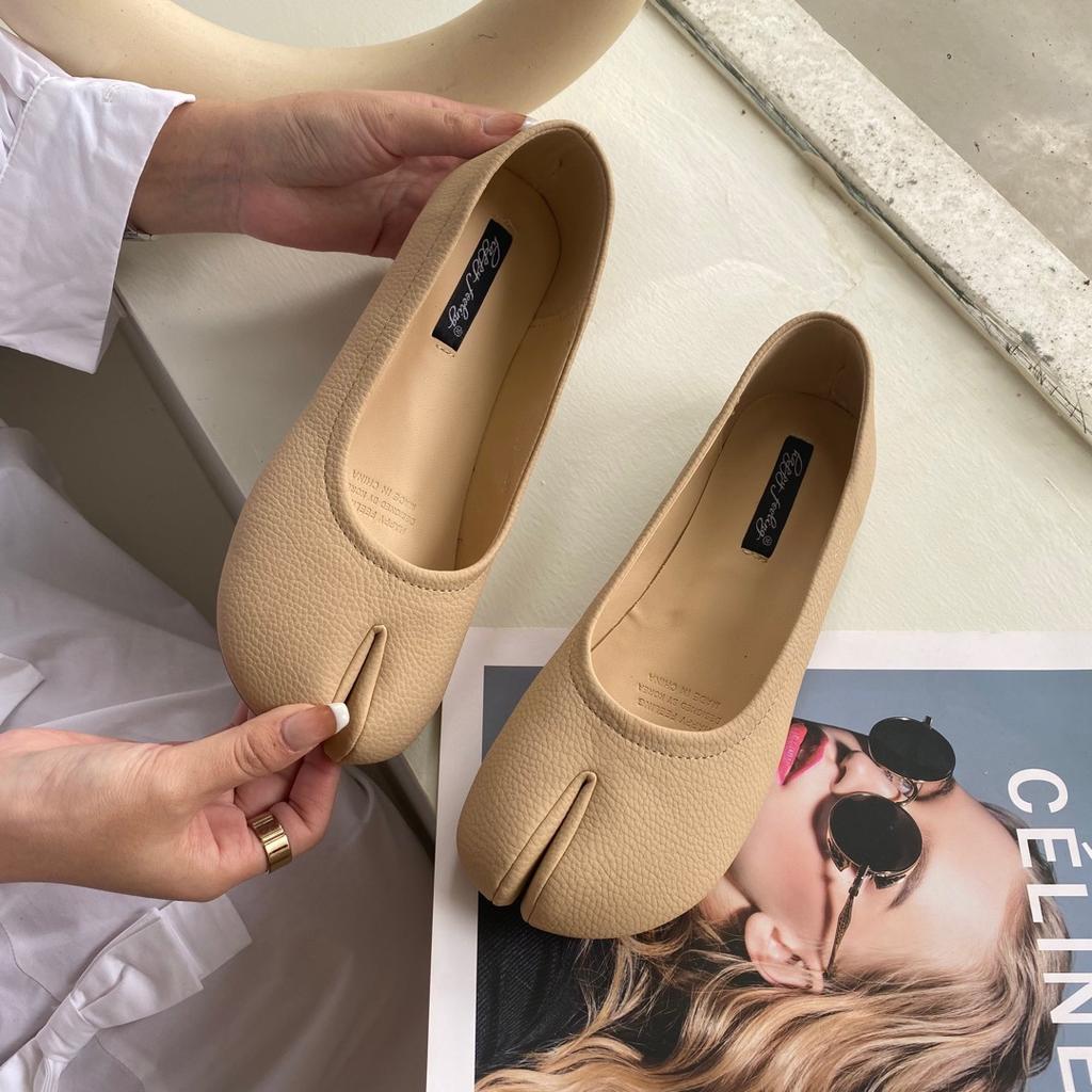 Flat-Bottomed Bean Pig'S Foot Single Shoes For Women In 2026, Horseshoe Split-Toe Thumb Pig'S Foot Boat Shoes, Ladle Shoes