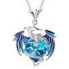 New Birthstone Flying Dragon Necklace Female Colorful Heart-shaped Crystal Necklace