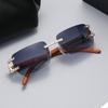 Vintage Fashion Luxury Brand Designer Rimless Diamond Sunglasses Women Crystal Rhinestone Square Sun Glasses For Men Uv400