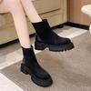 European and American Short Boots 2024 Autumn and Winter New Women's Boots Mid Heel Short Boots Frosted Chelsea Women's Shoes
