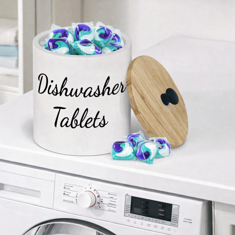 Wide Opening Dishwasher Pod Container Round Kitchen Storage Box Laundry Pods Container Apartment
