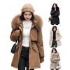 Women's Thicken Fleece Lined Drawstring Parka Windproof Warm Puffer Coat Faux Fur Hooded Down Jacket Winter Outerwear