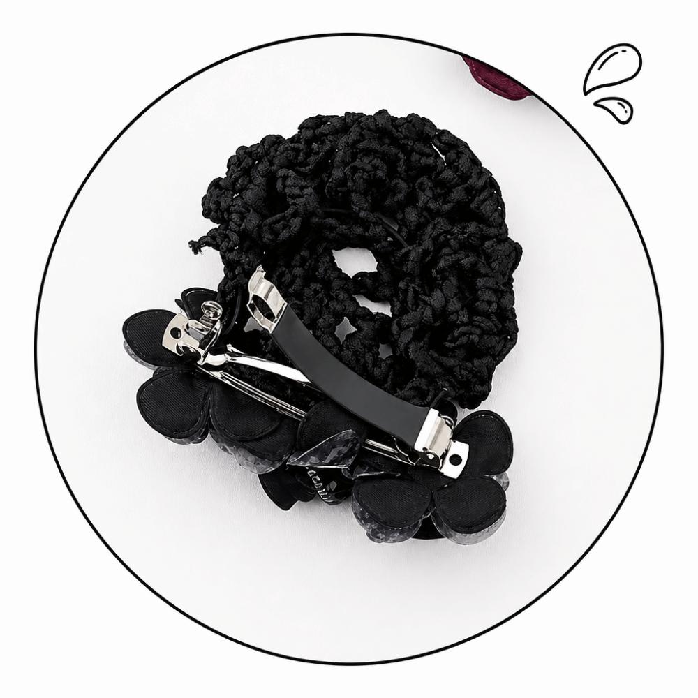 Updo Styling Tool Flower Hair Net with Spring Clip Net Pocket Headdress For Work Use