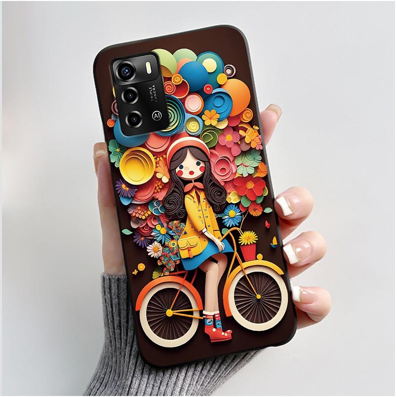 Чехол для смартфона ZTE Blade V40 Vita / V41, роскошный, милый, с кроликом, забавный, черный, корпус, мягкий силиконовый защитный чехол