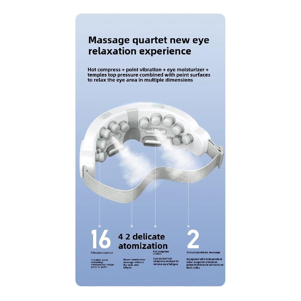 XINDU 16 Massage Points High-quality Steam Atomization Eye Massager Relaxing Hot Compress Eye Mask Upgrade Bluetooth