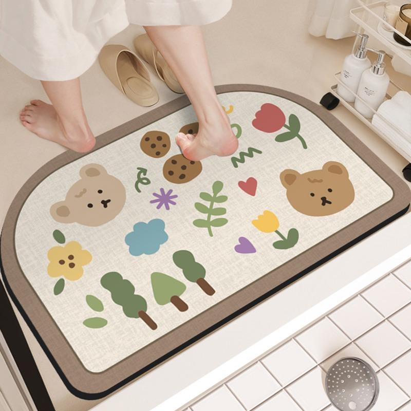 Toilet floor mat non-slip bathroom door mat absorbent foot mat toilet quick-drying diatom mud carpet at the door of the toilet