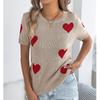 Women's Casual Fashion Contrasting Short Sleeved Knitted Shirt Top Knitted Shirt Top