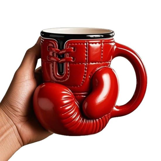 Boxing Glove Coffee Mug Coffee Cup with Stainless Steel Liner 12oz Gloves Shaped Tea Cup Novelty Gift for Fight Fans