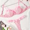 Women's Lingerie Pure Desire Suit Lace Pink Lace Three-point Sexy Temptation Thong
