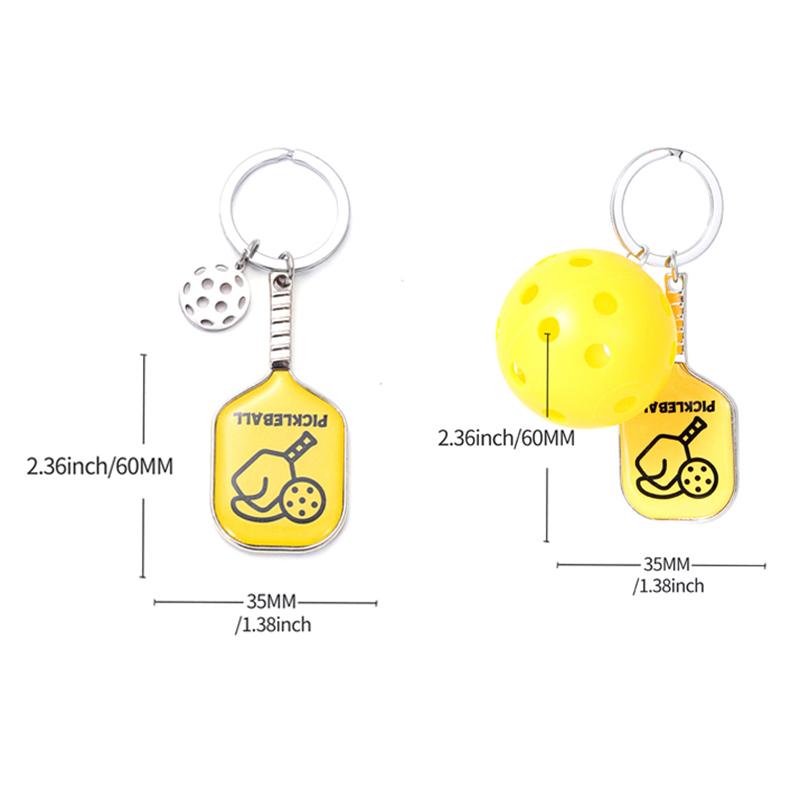 Цинковый сплав брелок для ключей в виде ракетки Pickleball для сумок, кошельков, автомобильных ключей, подвески, милый мини-сувенирный брелок для ключей Pickleball для спорта