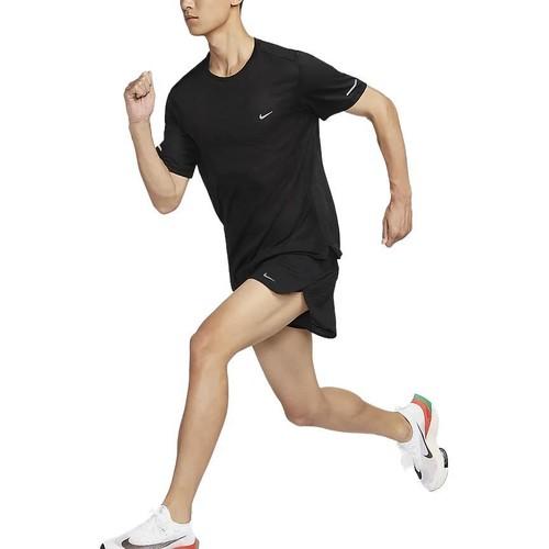 Nike Мужская быстросохнущая футболка-пуловер с круглым вырезом, однотонная, с коротким рукавом, черная