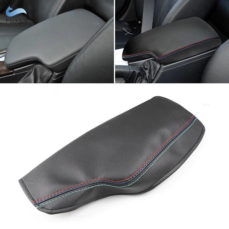 LHD Black-red Blue Line Armrest Leather Cover For BMW 3 Series F30 2013 2014 2015 2016 2017 2018 Center Console Armrest Box Trim