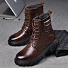 Мужские теплые кожаные ботинки Martin: Модный, высокий, с боковой молнией, повседневный универсальный стиль
