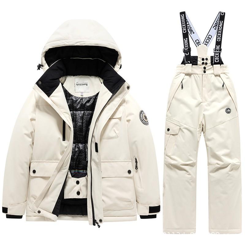 Kids Ski Suit Set Winter Waterproof Windproof Thermal Snowsuit Boys Girls 6-16 Years Outdoor Snow Travel