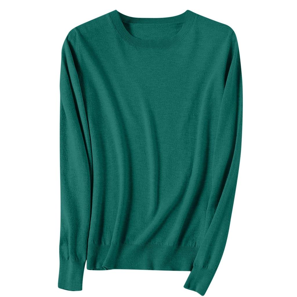 Women's Autumn And Winter Fashion Long-sleeved Basic Crew-neck Loose Pullover Sweater Top
