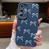 Чехол из кожи с принтом банта и текстурой из ТПУ для Samsung S25 Ultra S24 FE S23 S22 A36 A56 A16 A55 A26 A15 A35, тонкий матовый противоударный мягкий чехол для телефона