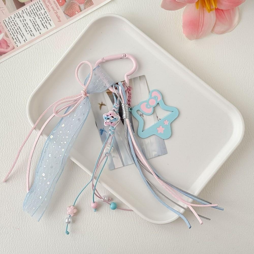 Glitter Resin Phone Charms Heart Shape Keychain Bag Pendant Key Ring Beach Vacation
