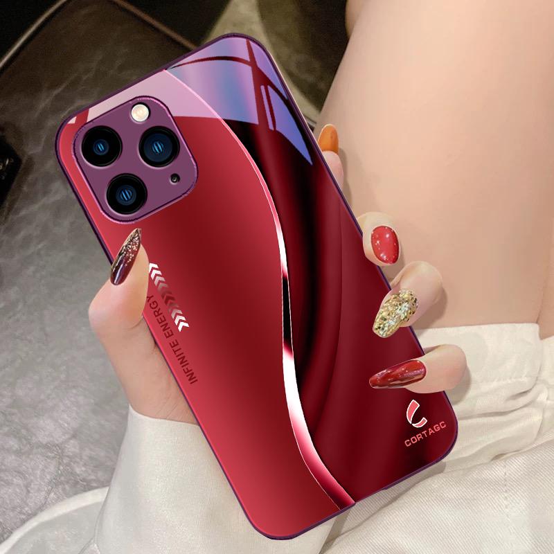 Черный Чехол Из Закаленного Стекла Для Телефона Для IPhone 15 Pro 14 13 12 Mini 11 XS Max XR 7 8 Plus SE 2020 2022 Текстура Лиулиан Сапфирово-Синий