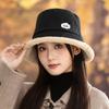 Ladies Rough Edge Bucket Hat Autumn and Winter Piled Thickened Basin Hat Outdoor Windproof Warm Hat New