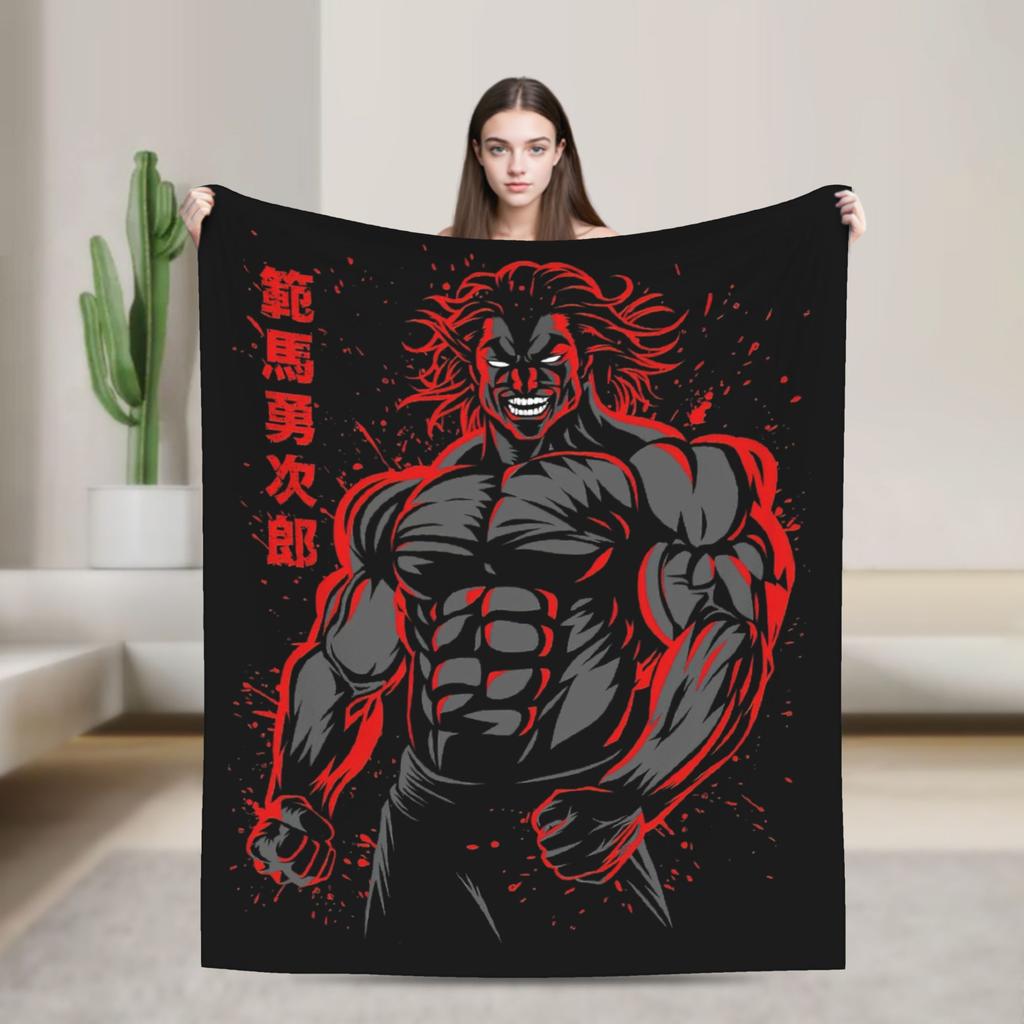 Grappler Baki Baki Hanma Blanket Flannel All Season Portable Super Warm Throw Blankets for Bedding Office Bedspreads